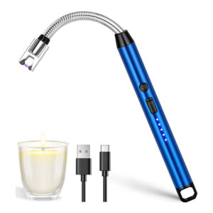 USB Rechargeable Windproof Electric Lighter with Flexible Neck & LED Display - Multi-Color, Flameless, for Kitchen & Outdoor Use