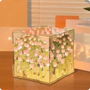Tulip Lamp Mirror Cube – DIY 30 Flowers Led Decorative Light for Elegant Home Decor